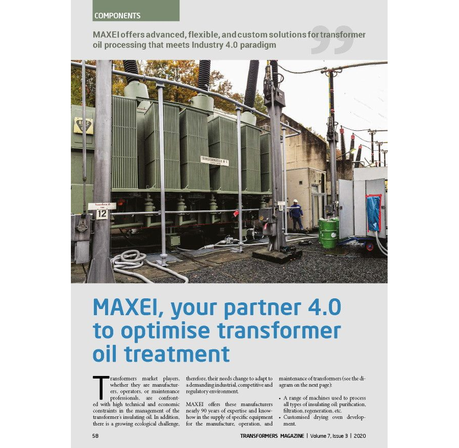 MAXEI, your partner 4.0 to optimise transformer oil treatment